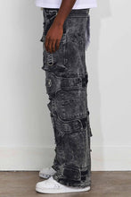 Load image into Gallery viewer, First Row WASHED MULTI CARGO DENIM Y2K PANTS