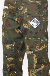 GUAPI Camo Pockets Flared Denim (Camo)