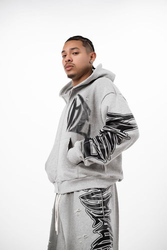 MIXED EMOTIONS Grey Faded Hoodie