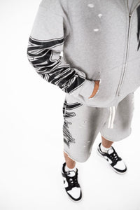 Mixed Emotions Grey Faded Shorts