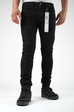 Load image into Gallery viewer, DZTR SUPER STRETCH DENIM - SLIM FIT - JET BLACK RIPS