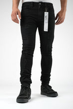 Load image into Gallery viewer, DZTR SUPER STRETCH SKINNY DENIM - JET BLACK RIPS