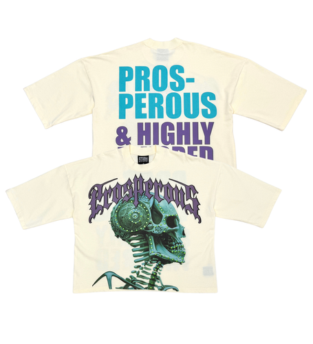 Stray wide & crop fit w/ 3/4 sleeve tshirt (CREAM)