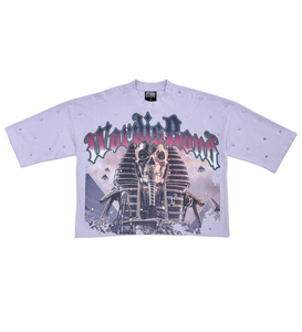 Stray wide & crop fit w/ 3/4 sleeve tshirt (LILAC)