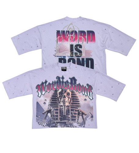 Stray wide & crop fit w/ 3/4 sleeve tshirt (LILAC)