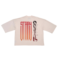 Load image into Gallery viewer, Stray wide &amp; crop fit w/ 3/4 sleeve tshirt (BONE)