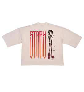 Stray wide & crop fit w/ 3/4 sleeve tshirt (BONE)