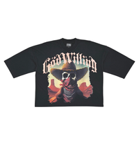 Load image into Gallery viewer, Stray wide &amp; crop fit w/ 3/4 sleeve tshirt (BLACK)