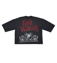 Load image into Gallery viewer, Stray wide &amp; crop fit w/ 3/4 sleeve tshirt (BLACK)