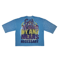 Load image into Gallery viewer, Stray wide &amp; crop fit w/ 3/4 sleeve tshirt (Blue)