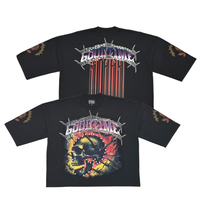 Load image into Gallery viewer, Stray wide &amp; crop fit w/ 3/4 sleeve tshirt (BLACK / PURPLE)