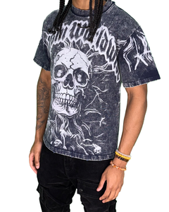 Chasin Worldwide Skull T-Shirt (MINERAL WASH NAVY)