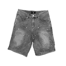 Load image into Gallery viewer, Mixed Emotions Paisley Denim Black Shorts (Black)