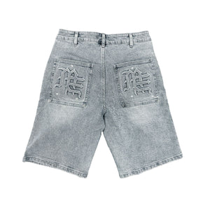 Mixed Emotions Paisley Denim Blue Shorts (Blue)