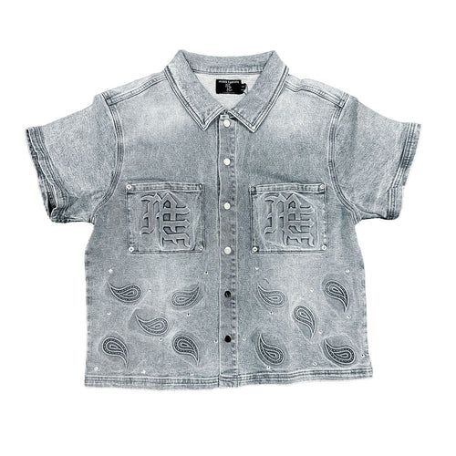 Mixed Emotions Paisley Denim Blue Shirt (Blue)