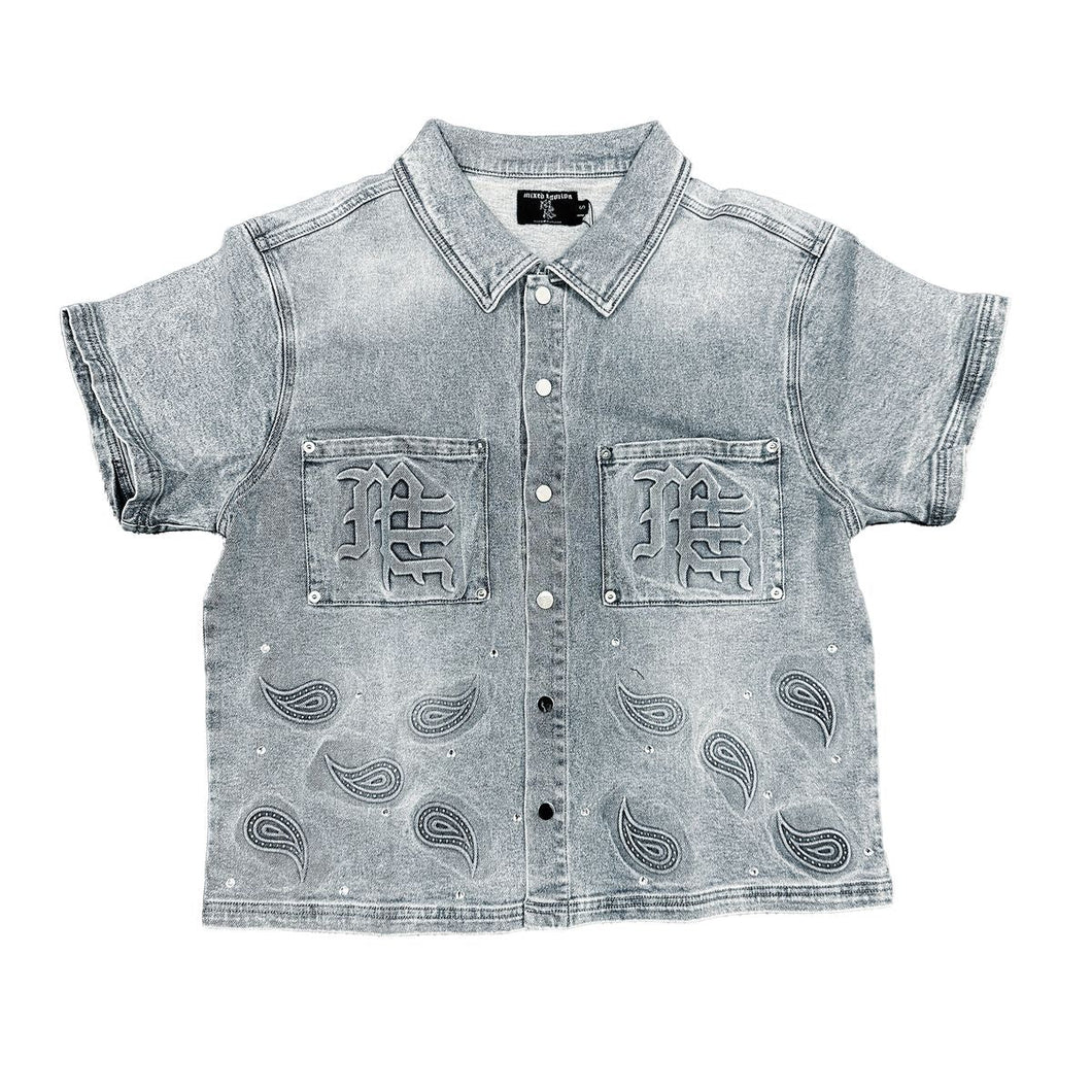 Mixed Emotions Paisley Denim Blue Shirt (Blue)