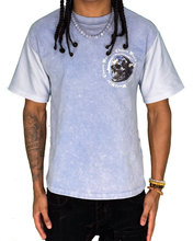 Load image into Gallery viewer, Chasin Worldwide Astro Skull T-Shirt (ACID WASH LT BLUE)