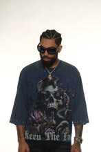 Load image into Gallery viewer, Stray wide &amp; crop fit w/ 3/4 sleeve tshirt (NAVY)