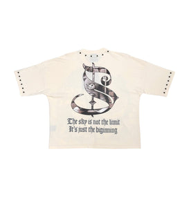 Stray wide & crop fit tee (NATURAL)