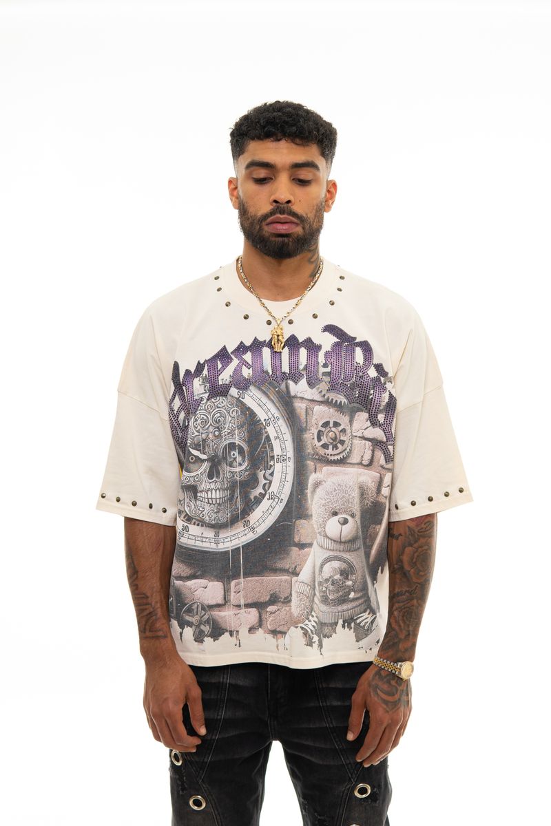 Stray wide & crop fit tee (NATURAL)