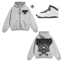 Load image into Gallery viewer, Shattered Hearts GRAY shattered heads Hoodie