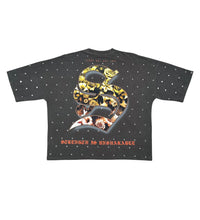 Load image into Gallery viewer, Stray Stay solid 3 skull wide &amp; crop fit tee (Charcoal)