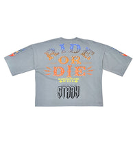 Load image into Gallery viewer, Stray Stray ride or die 3/4 sleeve tee (Light Grey)