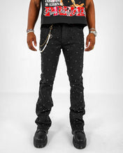 Load image into Gallery viewer, PREME DENIM JAQUARD PATTERN WEAVE WITH CRYSTAL STONES (BLACK WASH)