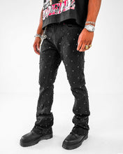 Load image into Gallery viewer, PREME DENIM JAQUARD PATTERN WEAVE WITH CRYSTAL STONES (BLACK WASH)