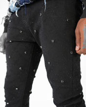 Load image into Gallery viewer, PREME DENIM JAQUARD PATTERN WEAVE WITH CRYSTAL STONES (BLACK WASH)
