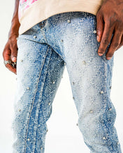 Load image into Gallery viewer, PREME DENIM JAQUARD PATTERN WEAVE WITH CRYSTAL STONES (LIGHT INDIGO)