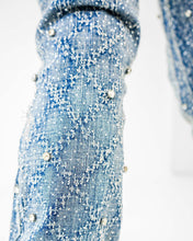 Load image into Gallery viewer, PREME DENIM JAQUARD PATTERN WEAVE WITH CRYSTAL STONES (LIGHT INDIGO)