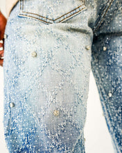 Load image into Gallery viewer, PREME DENIM JAQUARD PATTERN WEAVE WITH CRYSTAL STONES (LIGHT INDIGO)