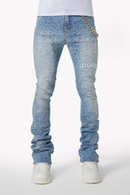 Load image into Gallery viewer, GUAPI Aqua Blue Calligraphy Denim
