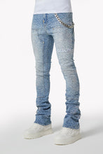 Load image into Gallery viewer, GUAPI Aqua Blue Calligraphy Denim