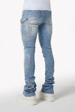 Load image into Gallery viewer, GUAPI Aqua Blue Calligraphy Denim