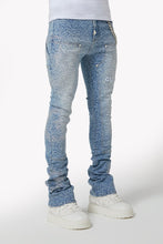 Load image into Gallery viewer, GUAPI Aqua Blue Calligraphy Denim