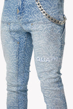 Load image into Gallery viewer, GUAPI Aqua Blue Calligraphy Denim