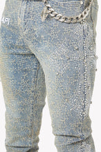 Load image into Gallery viewer, GUAPI Vintage Blue Distressed Cross Denim