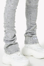 Load image into Gallery viewer, GUAPI Smoke Grey Distressed Cross Denim