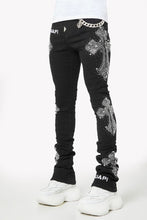 Load image into Gallery viewer, Guapi Obsidian Black Distressed Cross Denim