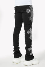 Load image into Gallery viewer, Guapi Obsidian Black Distressed Cross Denim