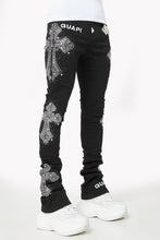Load image into Gallery viewer, Guapi Obsidian Black Distressed Cross Denim