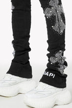 Load image into Gallery viewer, Guapi Obsidian Black Distressed Cross Denim