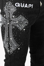 Load image into Gallery viewer, Guapi Obsidian Black Distressed Cross Denim