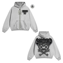 Load image into Gallery viewer, Shattered Hearts GRAY shattered heads Hoodie