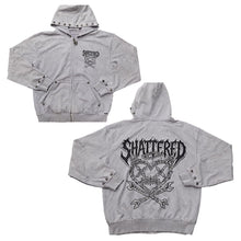 Load image into Gallery viewer, Shattered Hearts GRAY shattered heads Hoodie