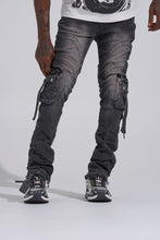 Load image into Gallery viewer, PHEELINGS "SHOOT FOR THE STARS" STACK CARGO DENIM (BLACK WASH)