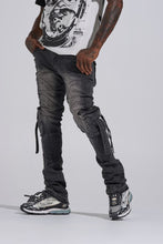Load image into Gallery viewer, PHEELINGS "SHOOT FOR THE STARS" STACK CARGO DENIM (BLACK WASH)
