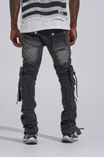 Load image into Gallery viewer, PHEELINGS "SHOOT FOR THE STARS" STACK CARGO DENIM (BLACK WASH)